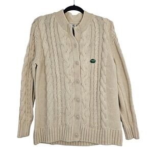 L.L. Bean‎ Cable Knit Cardigan Sweater Women's Large Button Front Classic